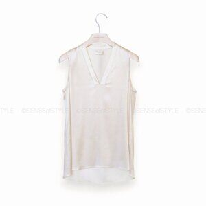 Brunello Cucinelli Silk Satin Top Blouse Ivory Size S